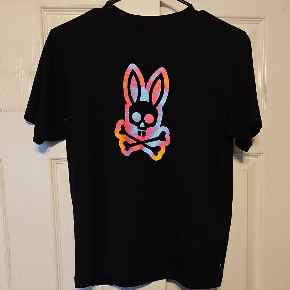 Black Kids T-Shirt with Colorful Bunny Skull Design